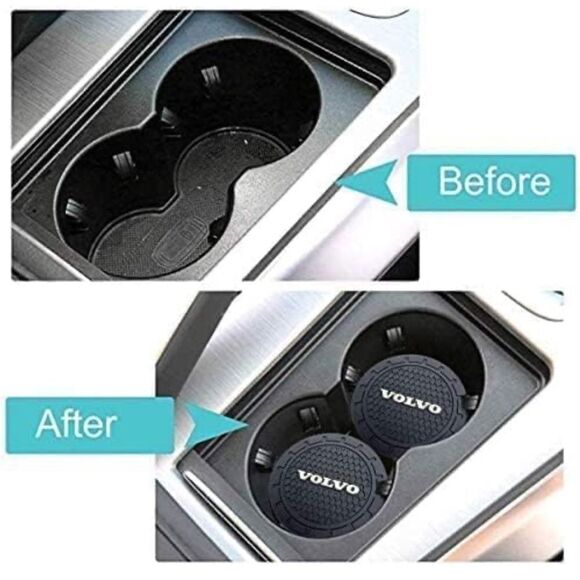 Volvo Car Cup Coasters in Black set of 2 NWT - Picture 2 of 6